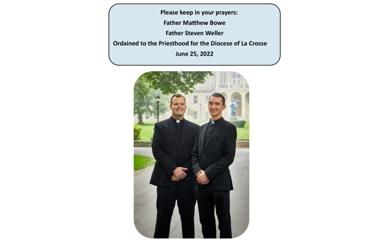 Please pray for two new priests in the Diocese of La Crosse